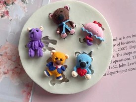 Molde silicona 4 ositos con paraguas